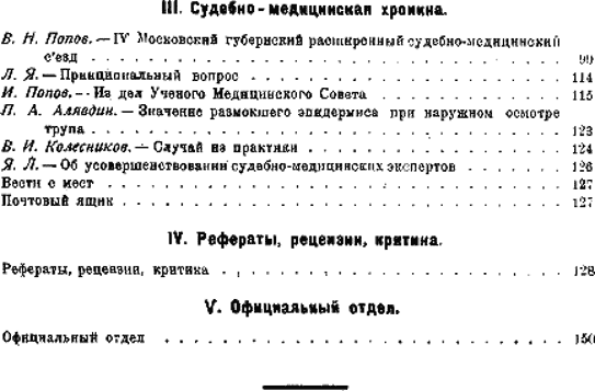 Оглавление сборника 2 Наркомздрава 1925 Вып. 1